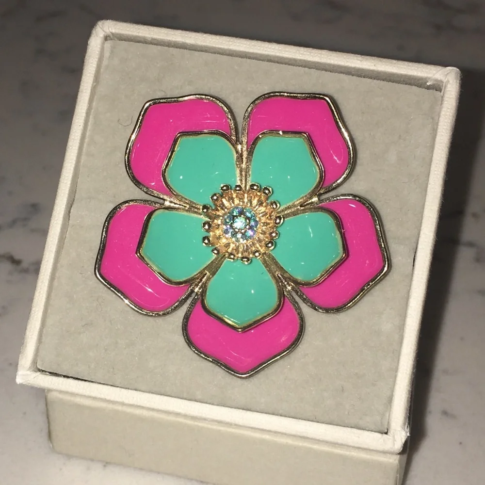 Giant Bling Gem Flower Elasticated Ring